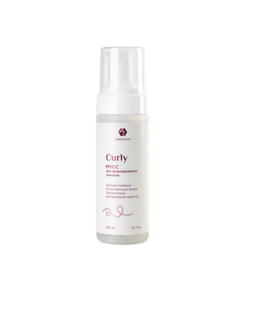 ADRICOCO, Мусс CURLY для формирования локонов, увлажняющий, 150 мл арт 1631525 Ч/З