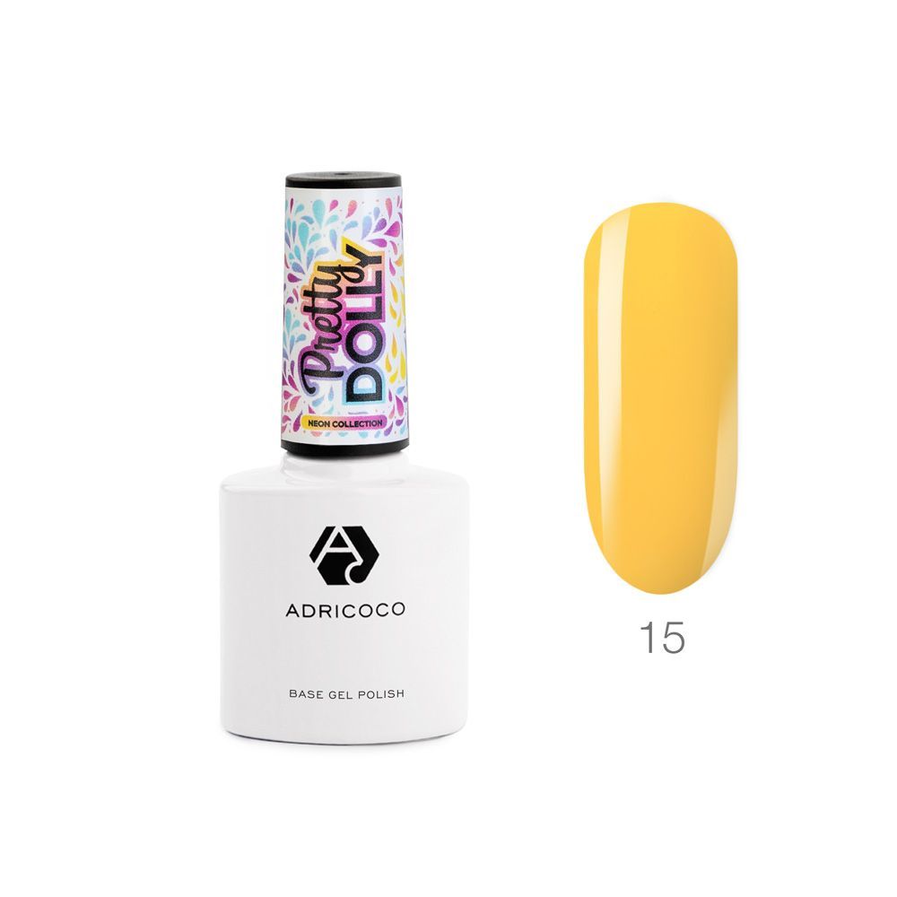 ADRICOCO, Гель-лак  Pretty dolly №15 неоновый цитрусовый, 8 мл