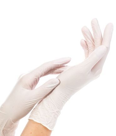 INEKTA PRO, Перчатки нитрил.неопудр. текст.на пальчиках БЕЛЫЕ L 50пар