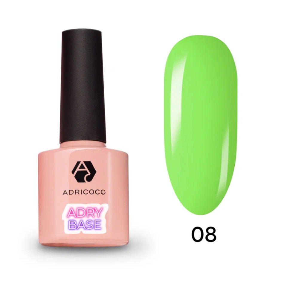ADRICOCO, База для гель-лака Adry Base, жесткая, цветная №8 салатовый эффект, 8 мл