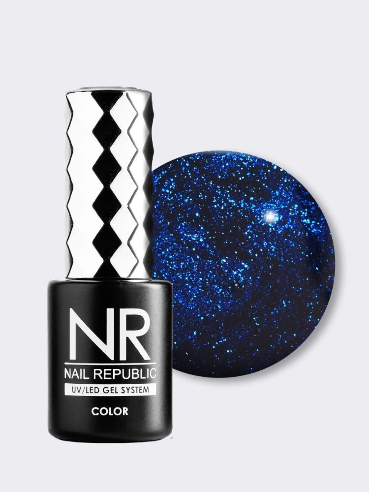NR, 396 Гель-лак, Мерцающий глубокий синий, 10 мл