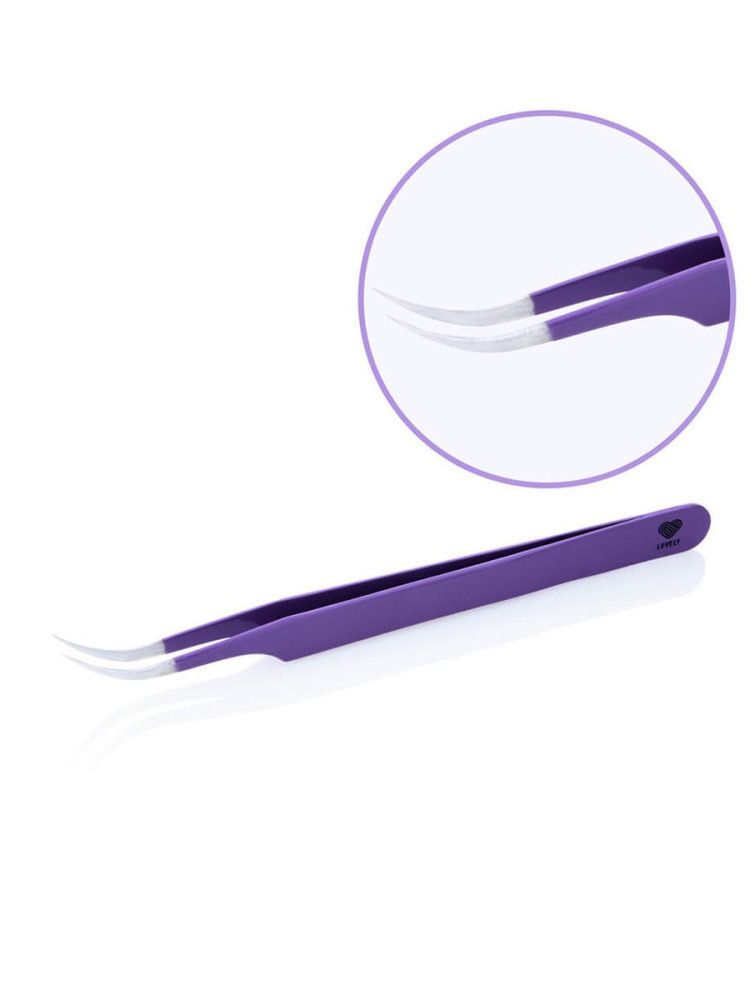Lovely, Пинцет для наращивания ресниц Lavender Line изогнутый