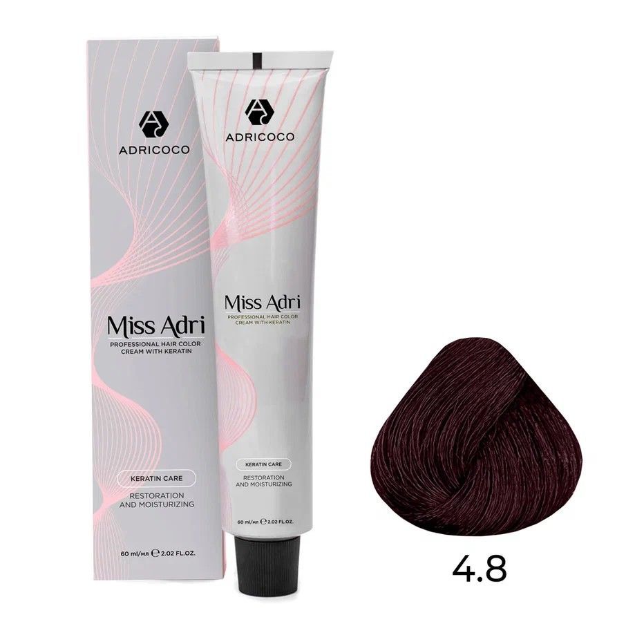 ADRICOCO, К/краска д/волос Miss Adri с кератином, 4.8 Коричневый шоколадный 60 мл, арт 8713576