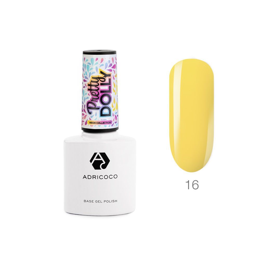 ADRICOCO, Гель-лак  Pretty dolly №16 неоновый желтый, 8 мл