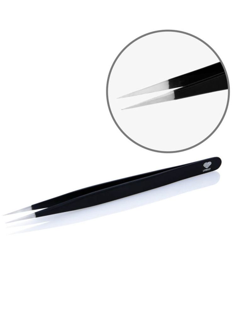 Lovely, Пинцет для наращивания ресниц Black Line прямой