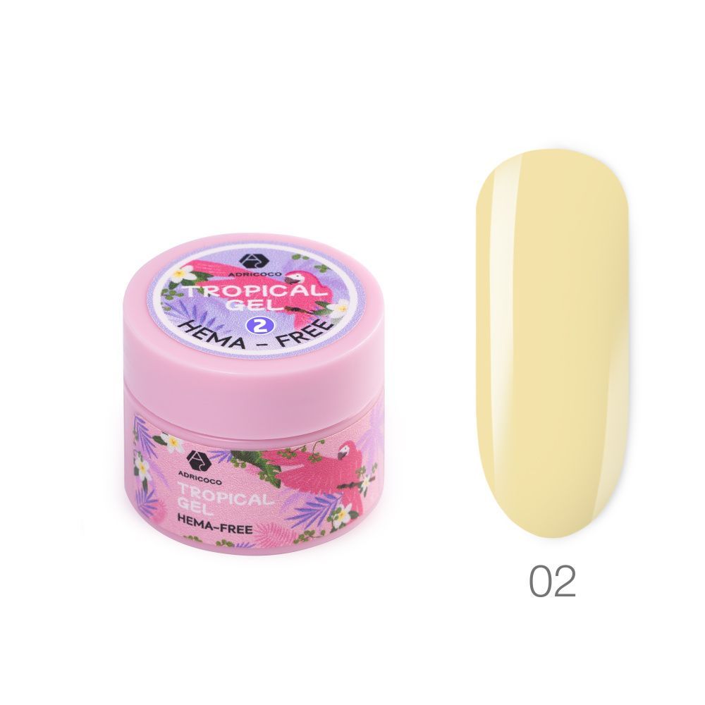 ADRICOCO, Цветной гель для наращивания Tropical Gel, жесткий, HEMA-Free, №02 солнечная дыня, 15 мл
