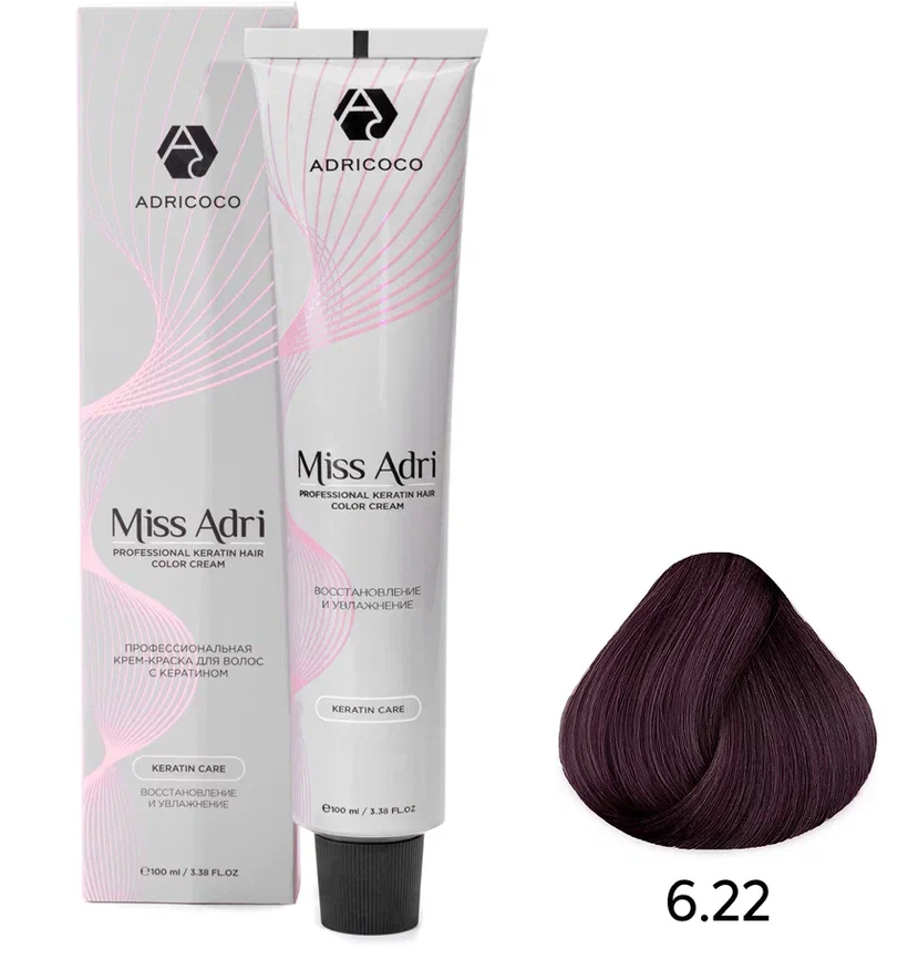 ADRICOCO, Крем-краска д/волос Miss Adri оттенок 6.22 Темный блонд интенс. фиол. 100мл, арт. 1637183