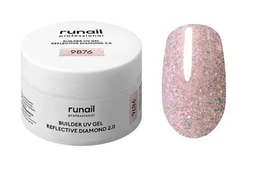 Runail, Моделирующий УФ-гель светоотражающий BUILDER UV GEL REFLECTIVE DIAMOND 2.0, 15г №9876 ЧЗ
