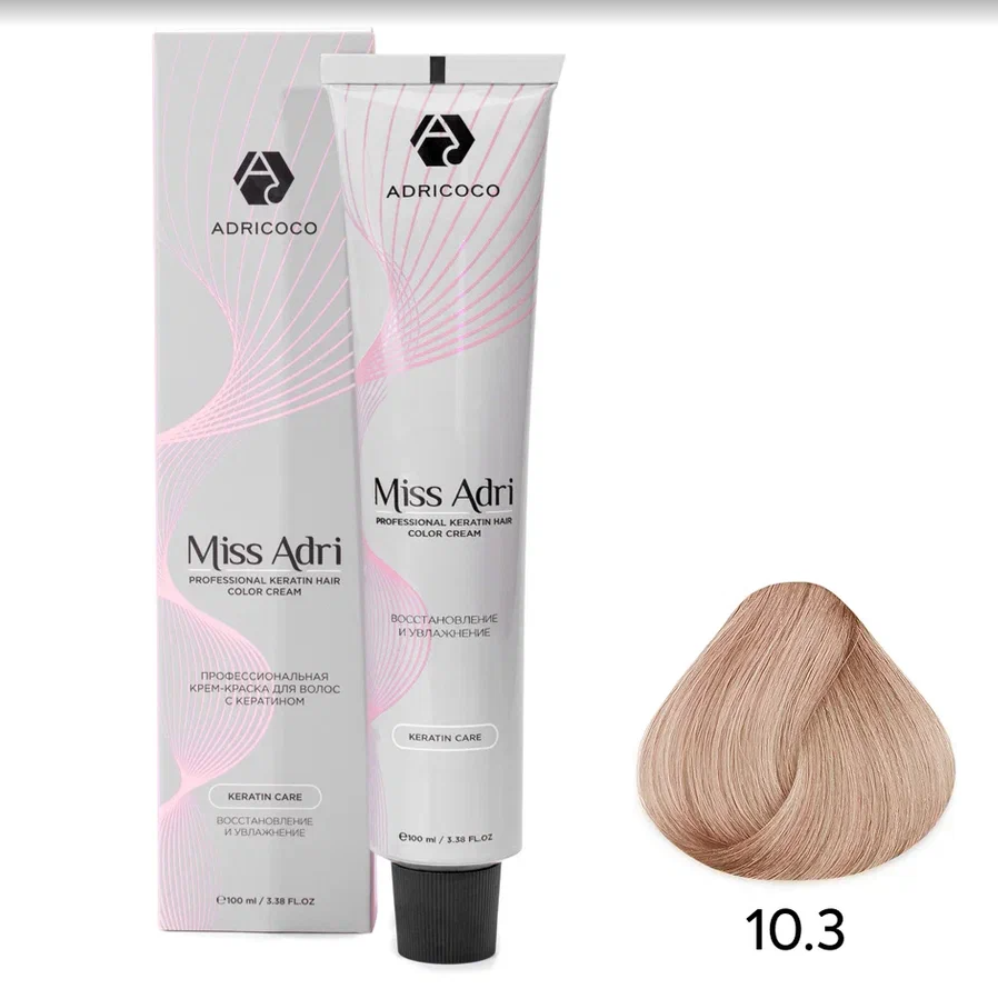 ADRICOCO, К/краска д/волос Miss Adri оттенок 10.3 Платиновый блонд золотистый 100 мл, арт. 1637213