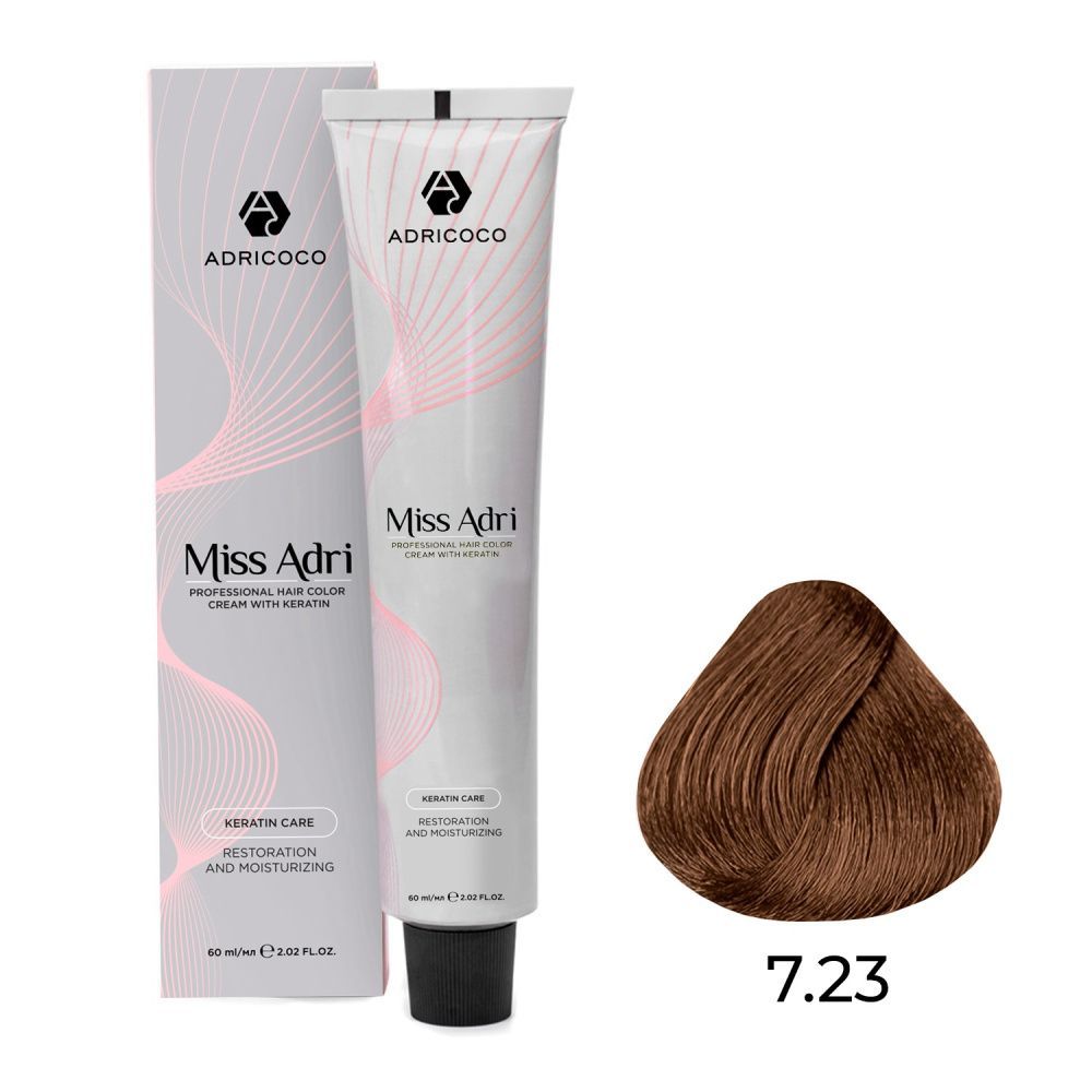 ADRICOCO, К/краска д/волос Miss Adri с кератином, 7.23 Блонд перлам. Золот. 60 мл, арт 8713194