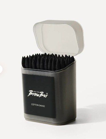 SHIK PRO BROW BAR, Палочки ватные косметические черные Cotton Swabs 100шт