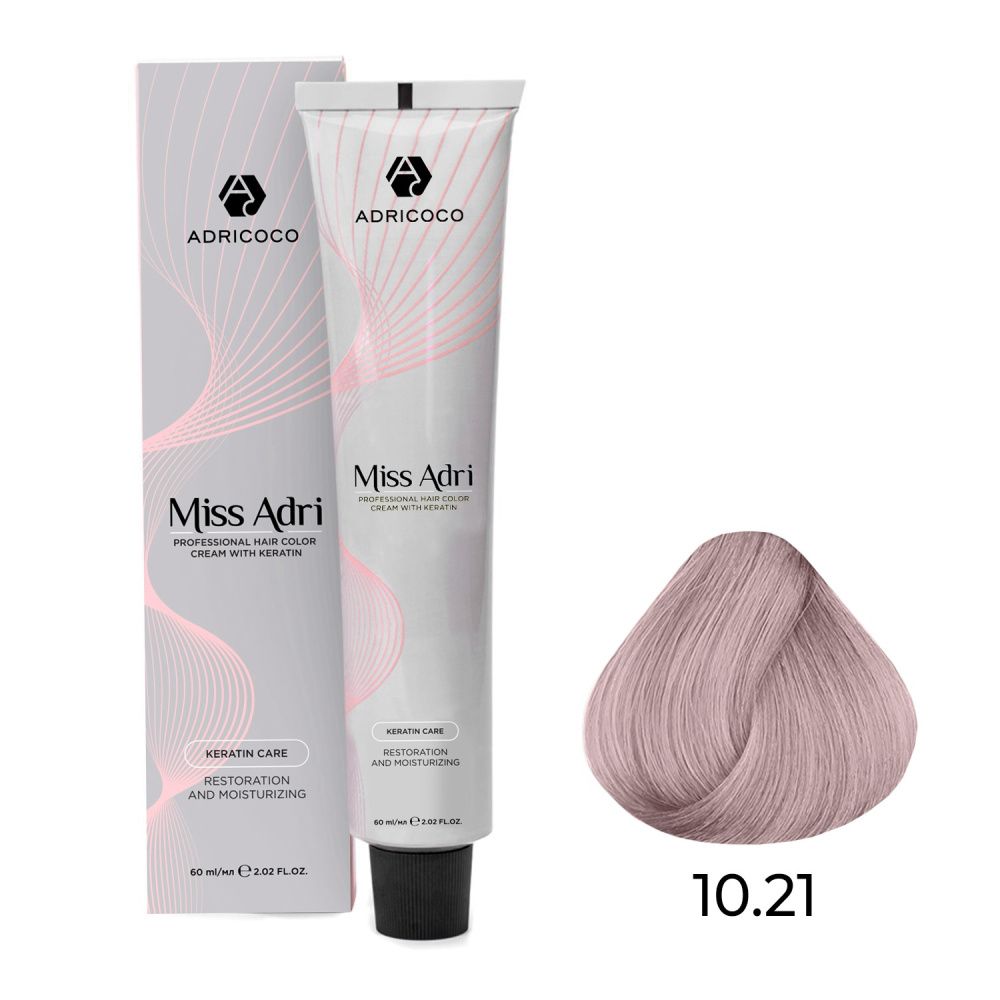ADRICOCO, К/краска д/волос Miss Adri с кератином, 10.21 Плат. блонд перл. пепел. 60 мл, арт 8713064