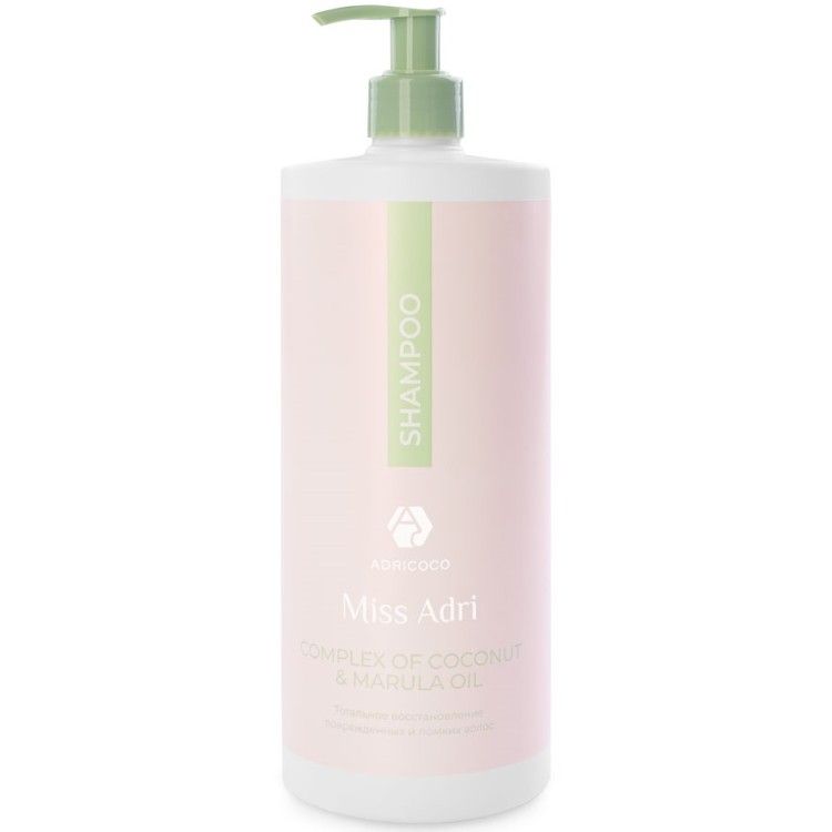 ADRICOCO, Восстанав. шампунь д/волос Miss Adri Complex of coconut & marula oil,1000мл, арт.74924 Ч/З