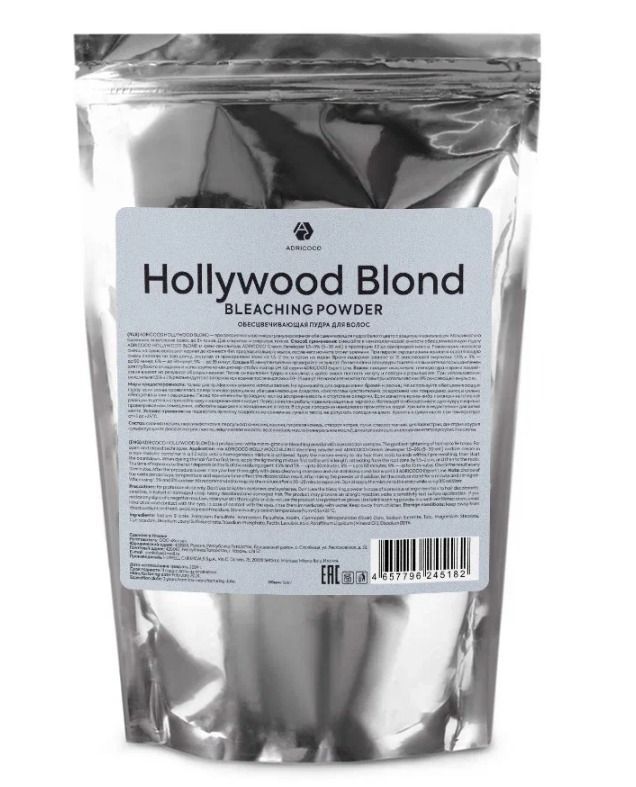 ADRICOCO, Обесцвечивающая пудра для волос Hollywood Blond, 9+ белая, 500 г, арт. 6245182 ЧЗ