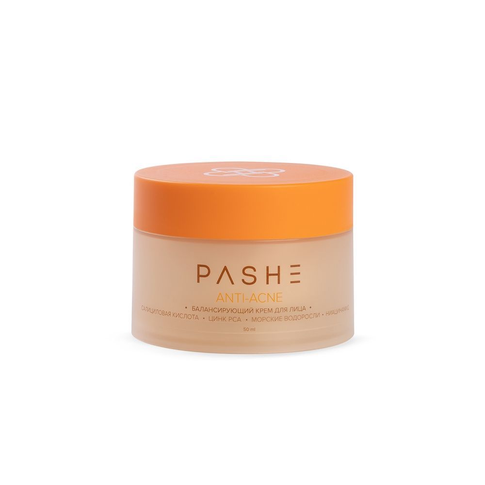 PASHE, Крем для лица балансирующий с цинком и морскими водорослями, 50 мл