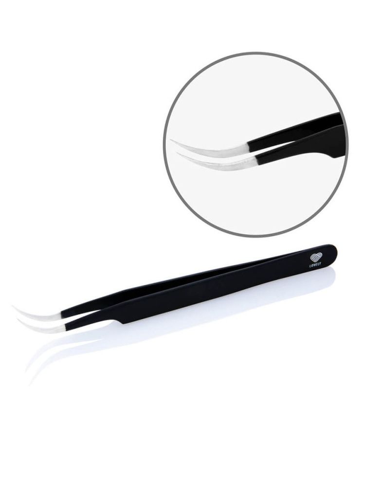 Lovely, Пинцет для наращивания ресниц Black Line изогнутый