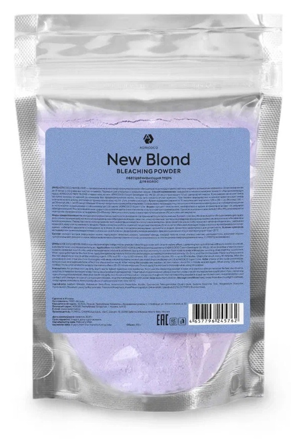ADRICOCO, Обесцвечивающая пудра для волос New Blond, светлый индиго, с антижелтым эффектом, 250 г
