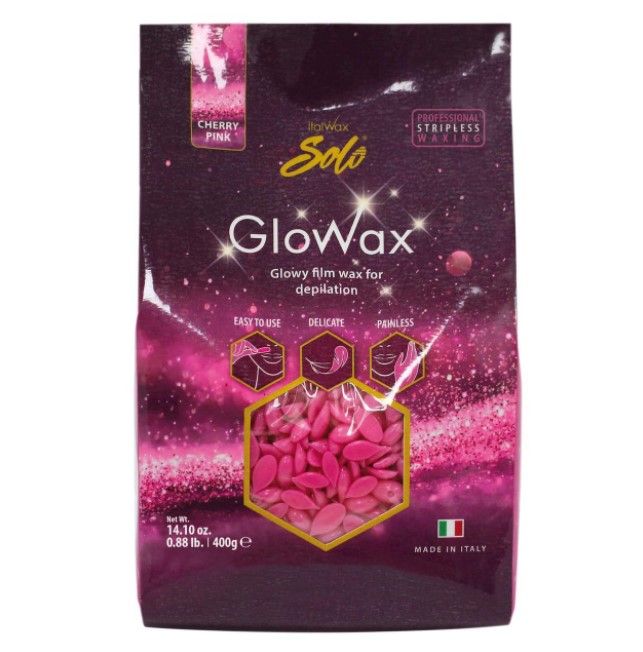 ItalWax Solo Glowax, Воск горячий (пленочный) "Вишня", гранулы, 400 гр (Ч/З)