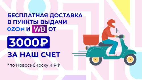 Доставка в пункт выдачи OZON и WB от 3000 ₽ по всей России за наш счёт.