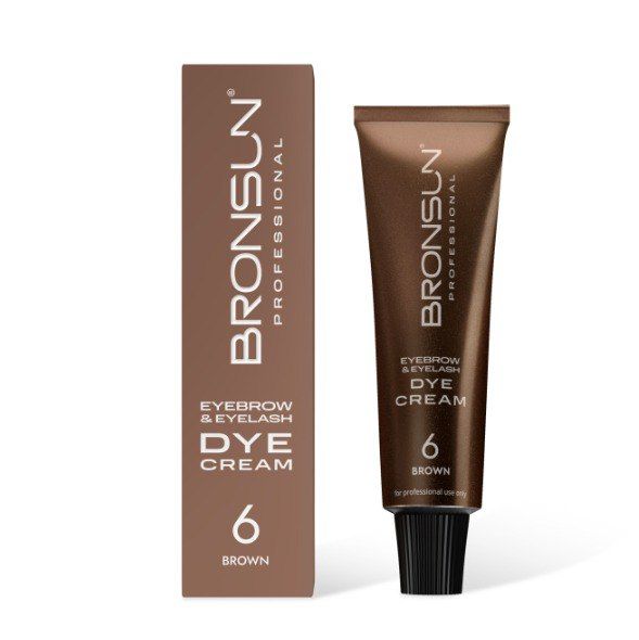 BRONSUN, КРЕМ-КРАСКА для бровей и ресниц, цвет коричневый #6, 15 мл