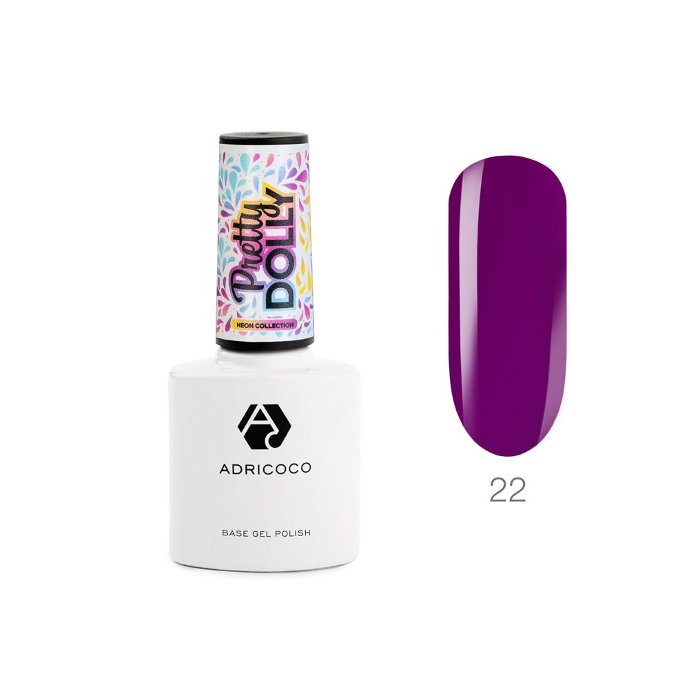 ADRICOCO, Гель-лак  Pretty dolly №22 неоновый баклажановый, 8 мл