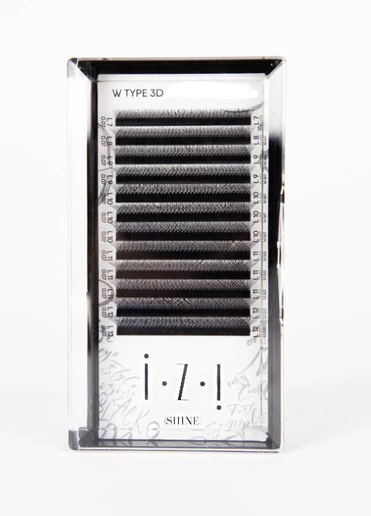 elSHINE IZI, Ресницы черные пучки 3D W, микс, 12 лент (D 0.07 7-12мм)