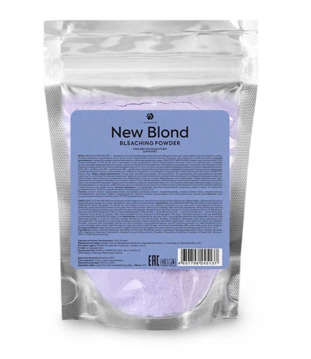 ADRICOCO, Обесцвечивающая пудра для волос New Blond, светлый индиго, с антижелтым эффектом, 100 г 