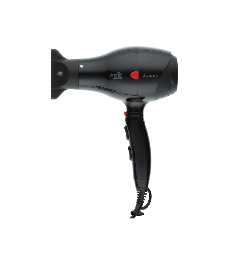 DEWAL, 03-119 Black Фен PROFILE COMPACT, черный, 600гр, размер 19см, 2000Вт, иониз, 2нас, пров3м