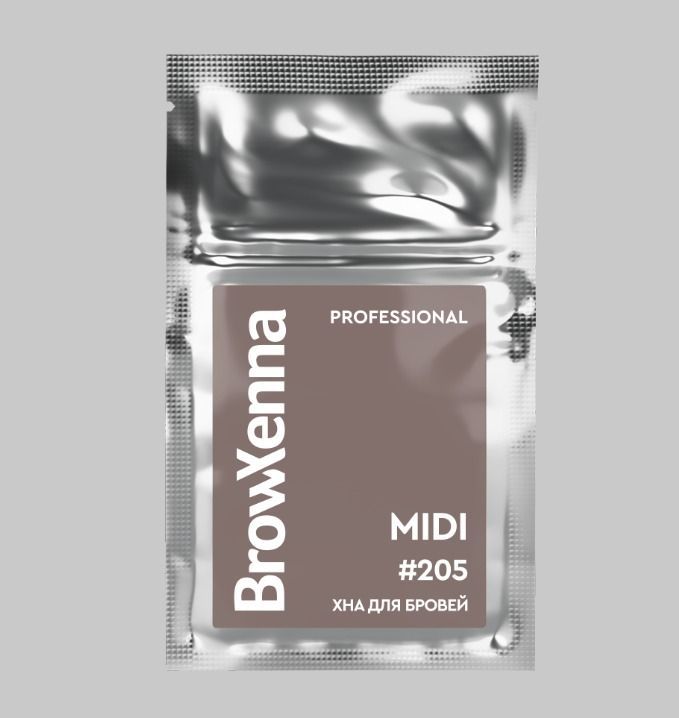BrowXenna, Хна для бровей #205, темно-русый, (midi-саше), 3 г, 1 шт.