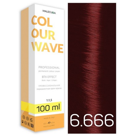 Malecula, Крем-краска 6.666 Extra Intense Red Dark Blond/Очень насыщенный красный темный блонд,100мл