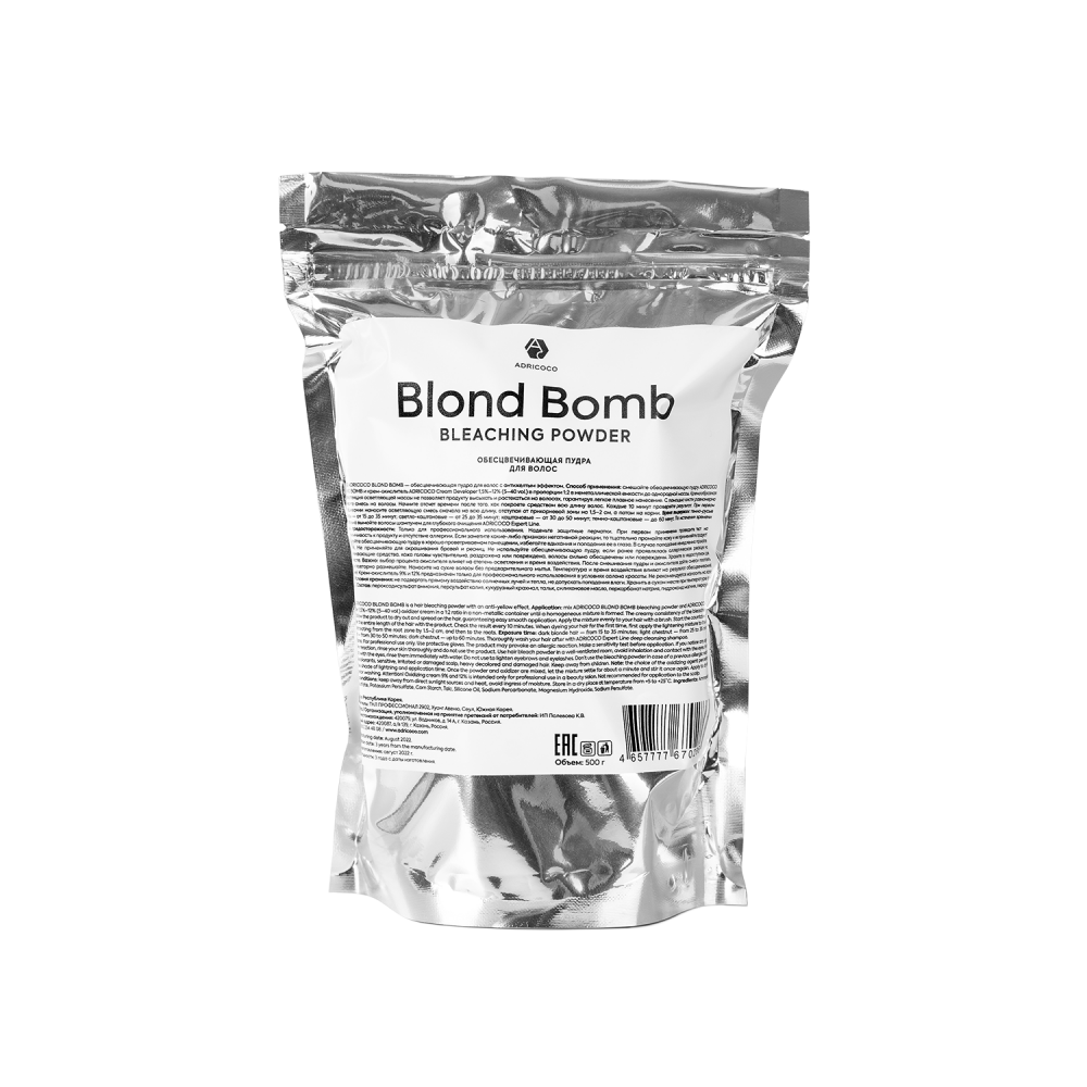 ADRICOCO, Обесцвечивающая пудра для волос Blond Bomb, 500 гр, арт.670286 Ч/З