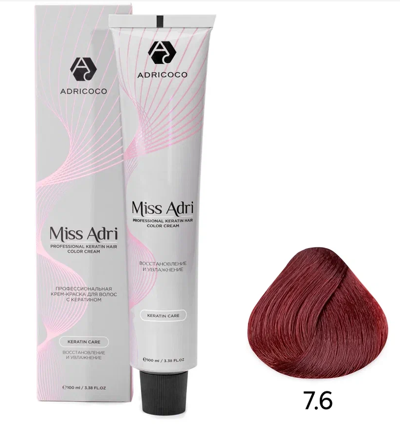 ADRICOCO, Крем-краска д/волос Miss Adri оттенок 7.6 Блонд красный 100 мл, арт 1637275