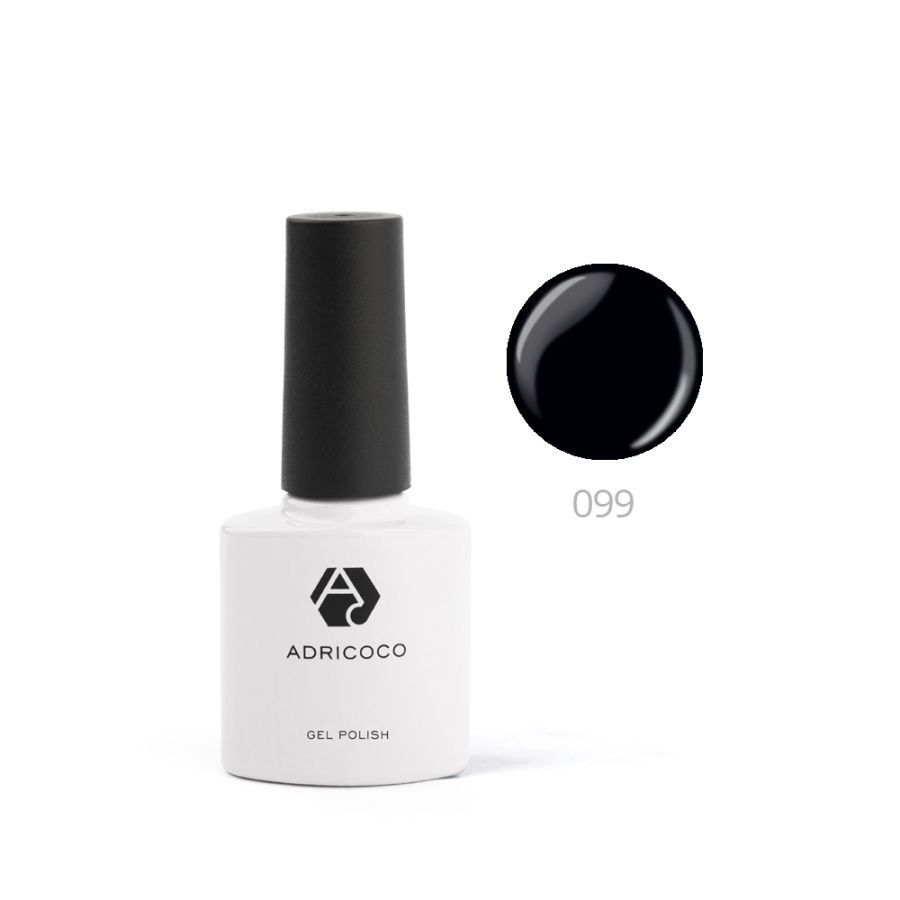ADRICOCO, Цветной гель-лак №099 черный, 8 мл