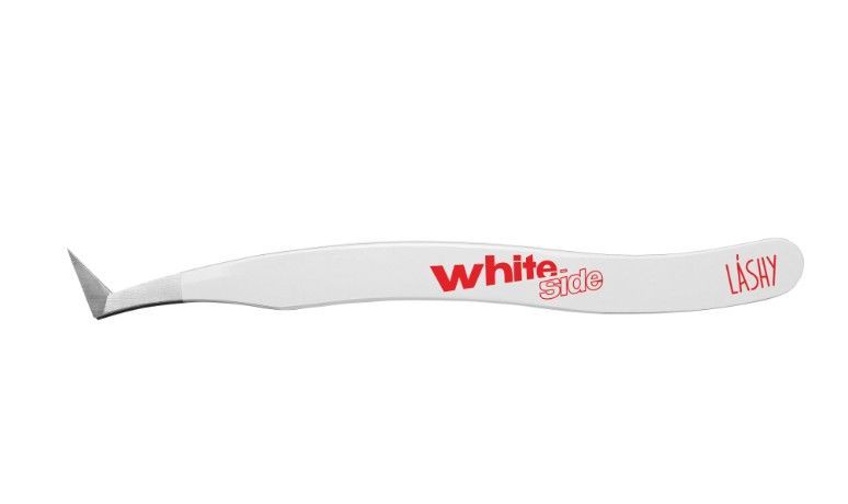 LASHY, Пинцет профессиональный для наращивания ресниц WHITE SIDE, тип Сапожок