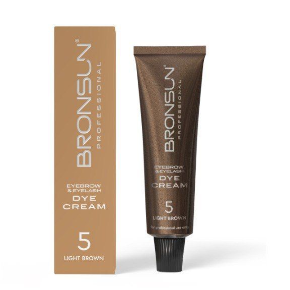 BRONSUN, КРЕМ-КРАСКА для бровей и ресниц, цвет светло-коричневый #5, 15 мл