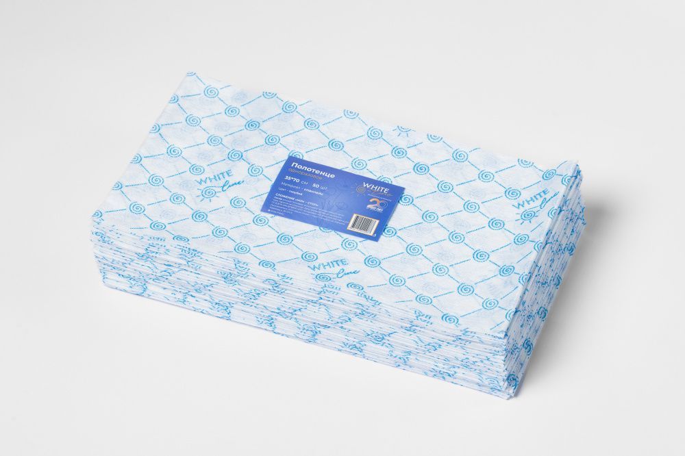 White Line, Полотенце малое 35*70, спанлейс, голубой 50 шт ПАЧКА