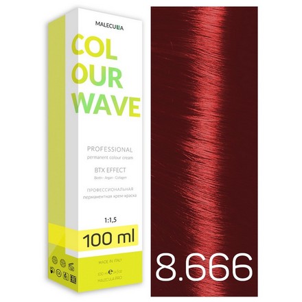 Malecula, Крем-краска 8.666 Extra Intense Red Light Blond/Экстра-интенс.красный светлый блонд,100мл