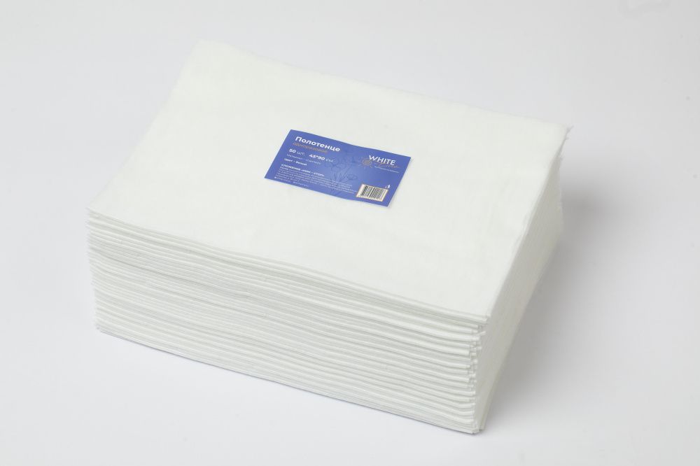 White Line, Полотенце большое 45*90, спанлейс, белый 50 шт ПАЧКА