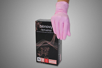 BENOVY, Перчатки нитриловые, XS, розовые, 50 пар