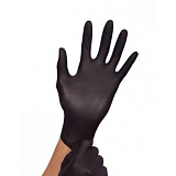 BENOVY, Перчатки нитриловые текстурированные на пальцах, XS, черные, 50 пар